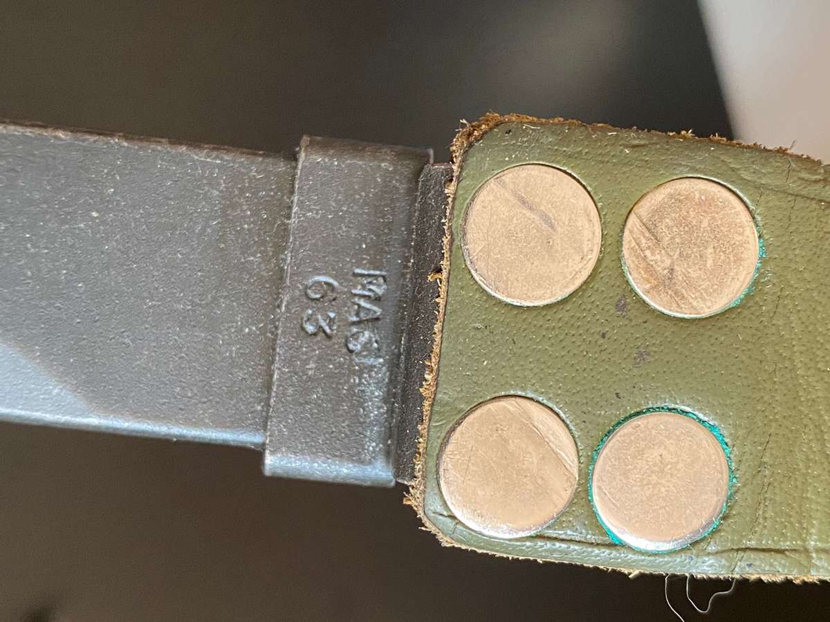 FRENCH MODEL MAS 56 BAYONET AND SCABBARD FOR THE BULLPUP FAMAS RIFLE-BOTH BAYONET AND SCABBARD IS IN