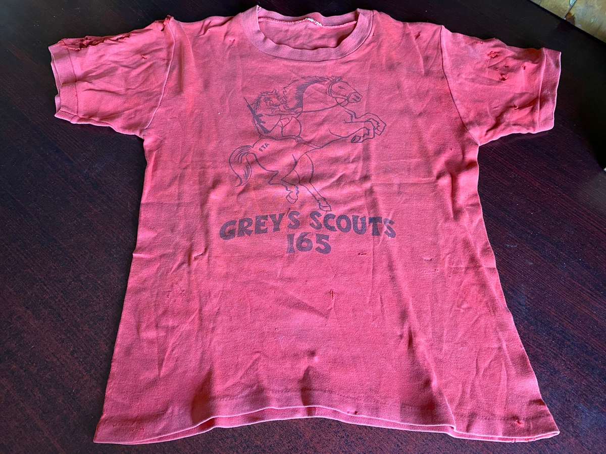 RHODESIAN GREY SCOUTS T-SHIRT-WELL USED-SIZE MEDIUM