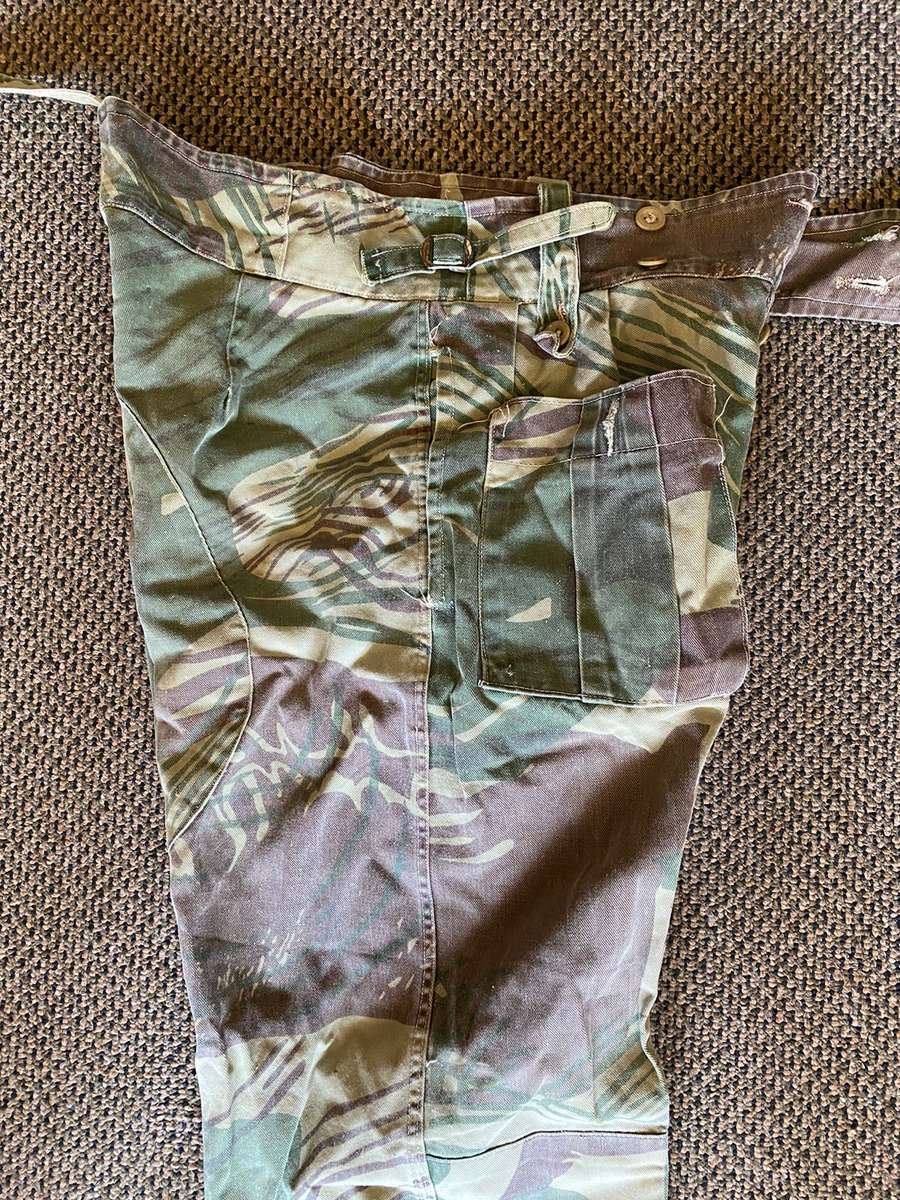RHODESIAN CAMO TROUSERS-SIZE 32,WITH PIPE LENGTH OF 73 CM-USED BUT GOOD CONDITION-REINFORCED BACK SI