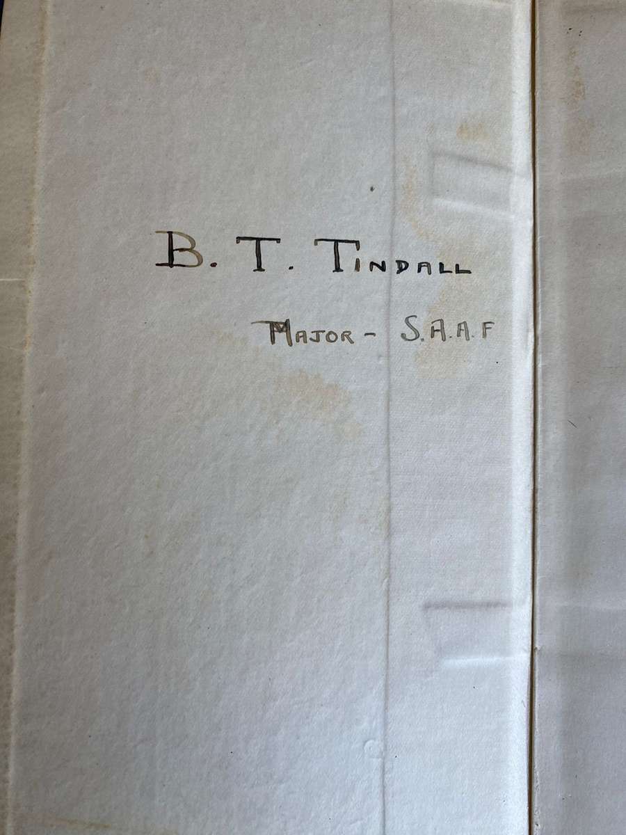 SAAF/WW2 SA AIR FORCE PILOTS FLYING LOG BOOK-MAJOR B.T. TINDALL-SOLD WITH DINNER CARD-DATED 1938