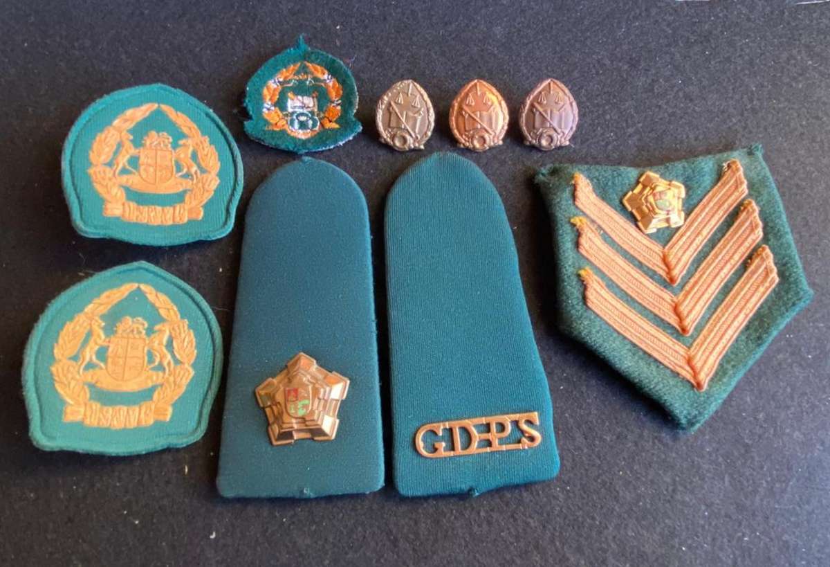 SA PRISON SERVICE,JOB LOT OF RANKS AND BADGES-SOLD TOGETHER- 9 IN TOTAL
