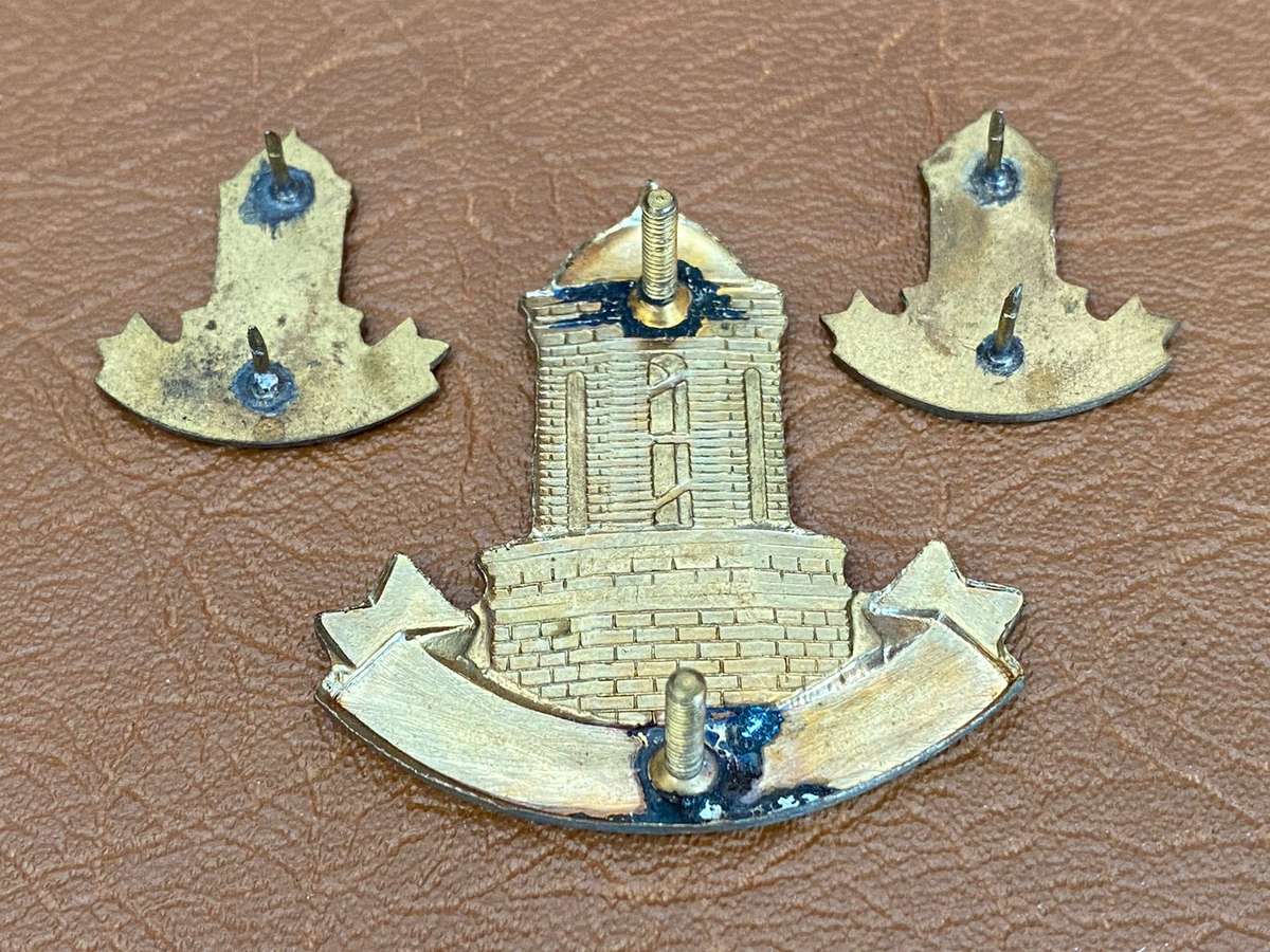 CASTLE GUARD CAPE TOWN SLOUCH HAT BADGE AND 2 COLLARS-INTRODUCED 1987-LUGS + PINS COMPLETE