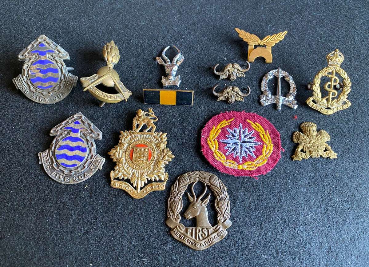 MIXED LOT OF BADGES-SOLD TOGETHER SOME WITH NO PINS-PLEASE LOOK AT PICS- 14 IN TOTAL