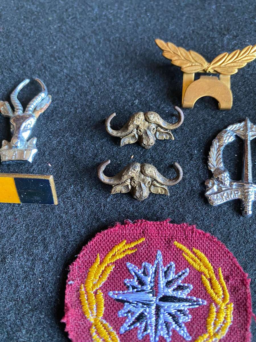 MIXED LOT OF BADGES-SOLD TOGETHER SOME WITH NO PINS-PLEASE LOOK AT PICS- 14 IN TOTAL