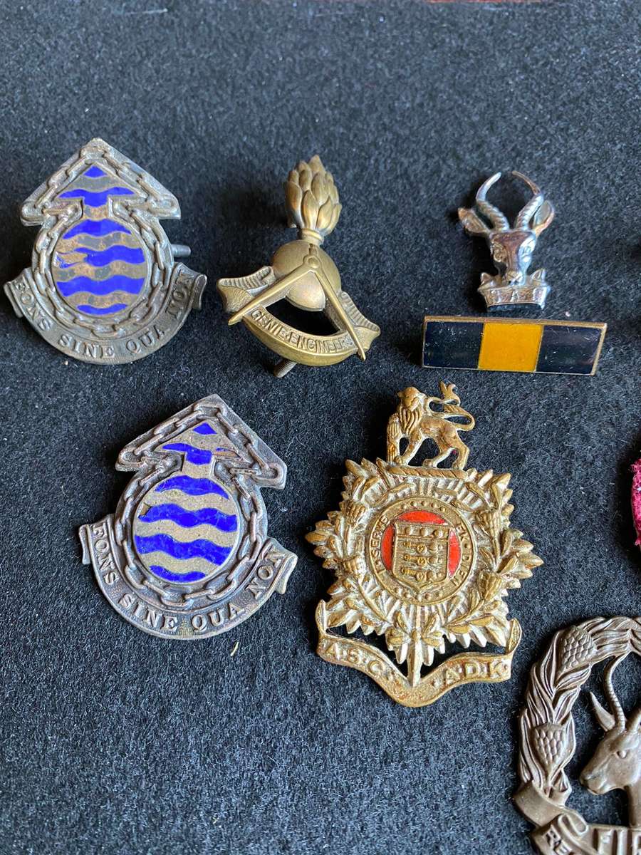 MIXED LOT OF BADGES-SOLD TOGETHER SOME WITH NO PINS-PLEASE LOOK AT PICS- 14 IN TOTAL