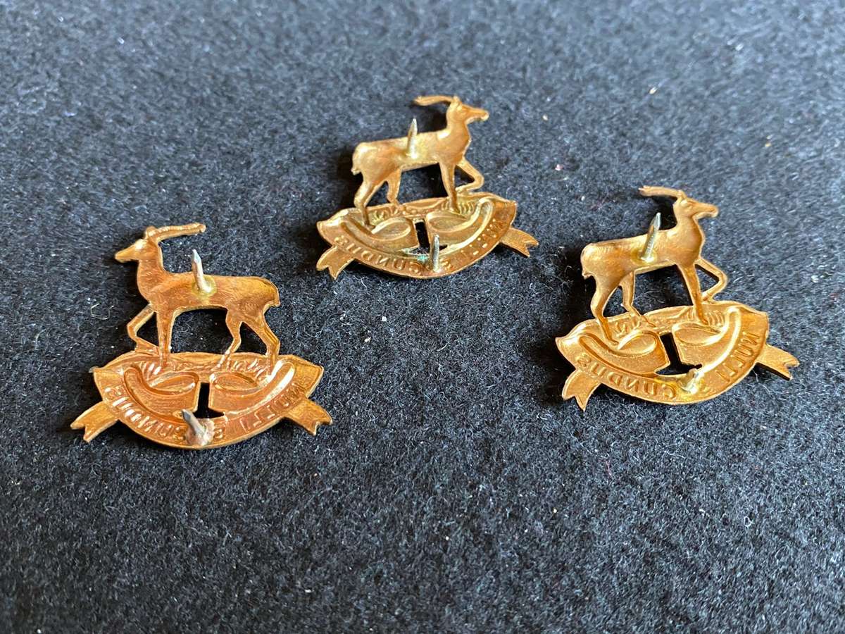 PRETORIA REGT. GILT CAP AND COLLARS-WORN FROM 1963- PINS INTACT