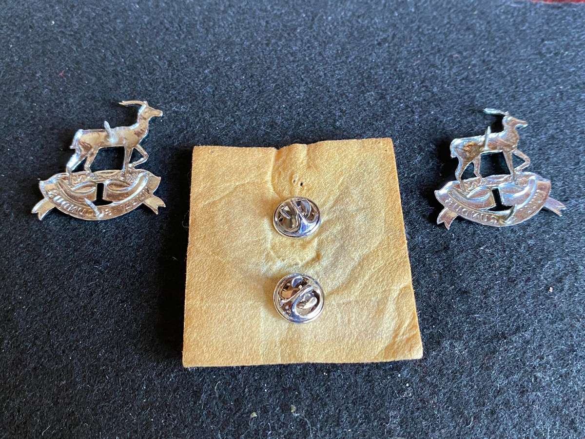 PRETORIA REGT. CHROME CAP AND COLLARS-WORN FROM 1976-PINS INTACT