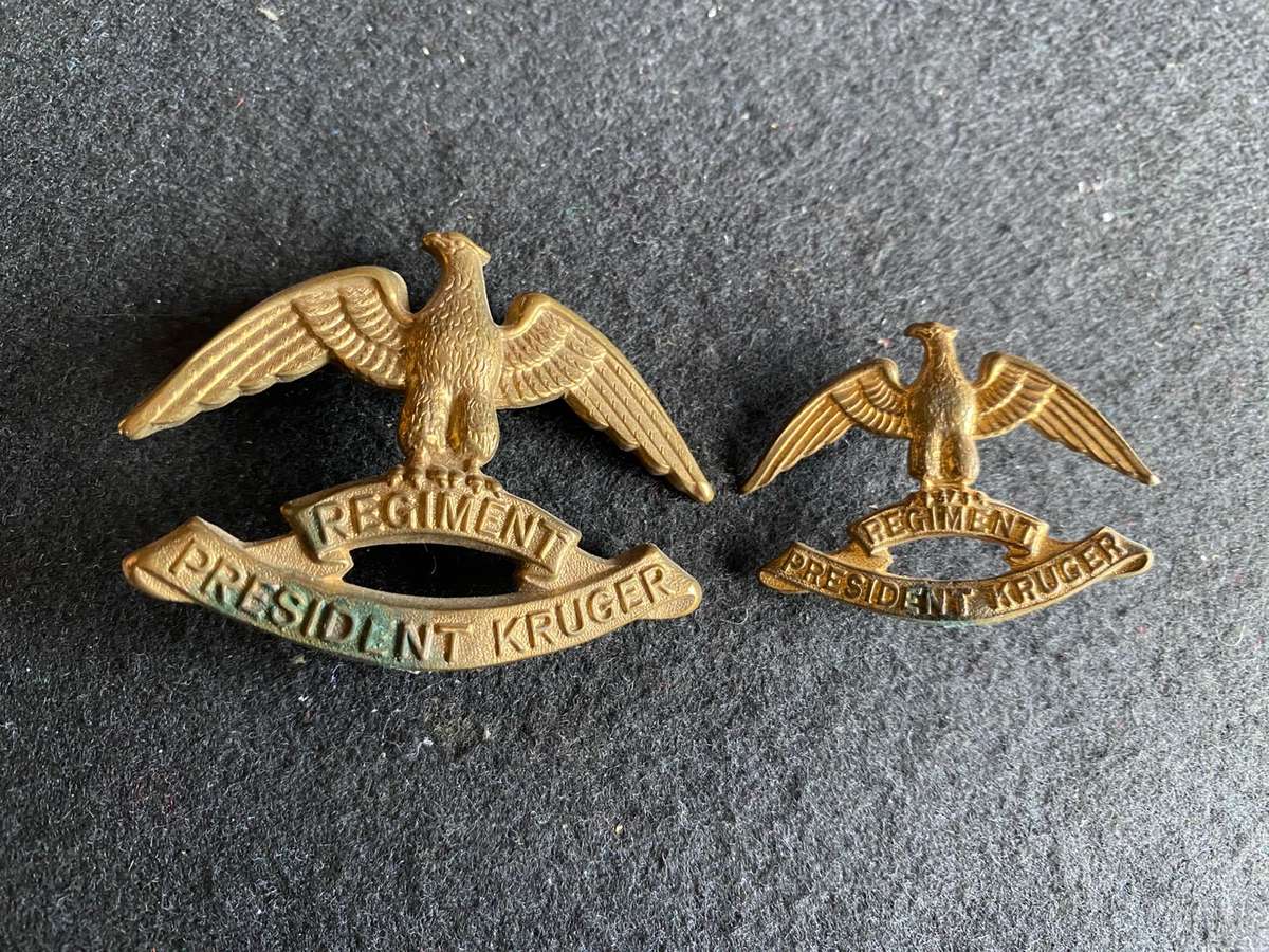REGT. PRESIDENT KRUGER CAP AND COLLAR-WORN 1956-65-LUGS COMPLETE