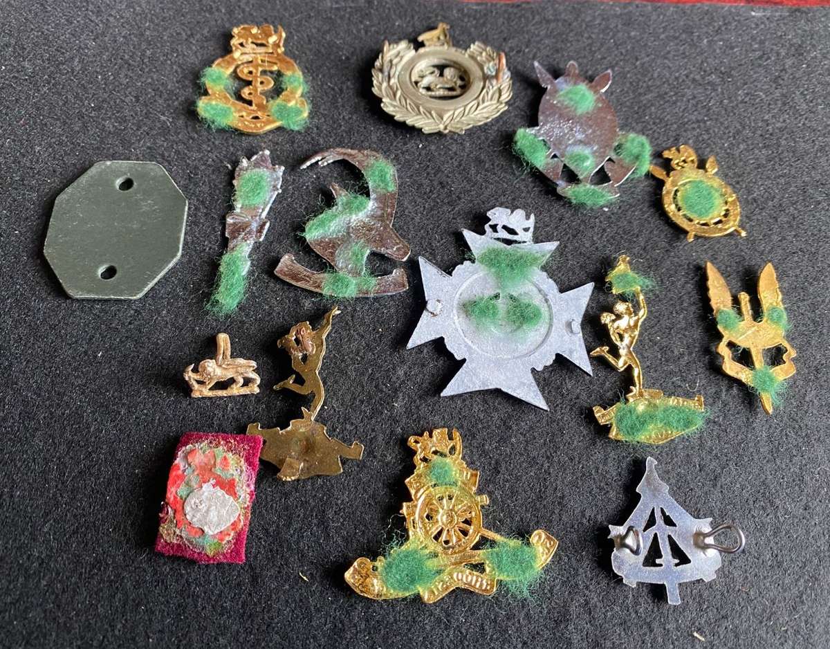 SELECTION OF RHODESIAN BADGES- SOLD TOGETHER- MOST WITHOUT LUGS- 15 IN TOTAL