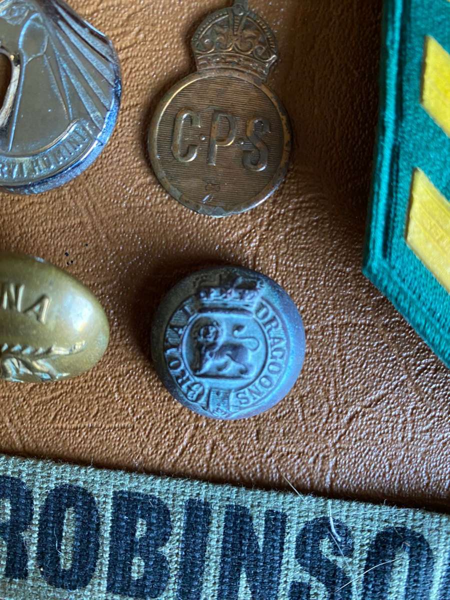 LARGE SELECTION OF BADGES RANKS,BUTTONS AND COINS-SOLD TOGETHER- 20 IN TOTAL