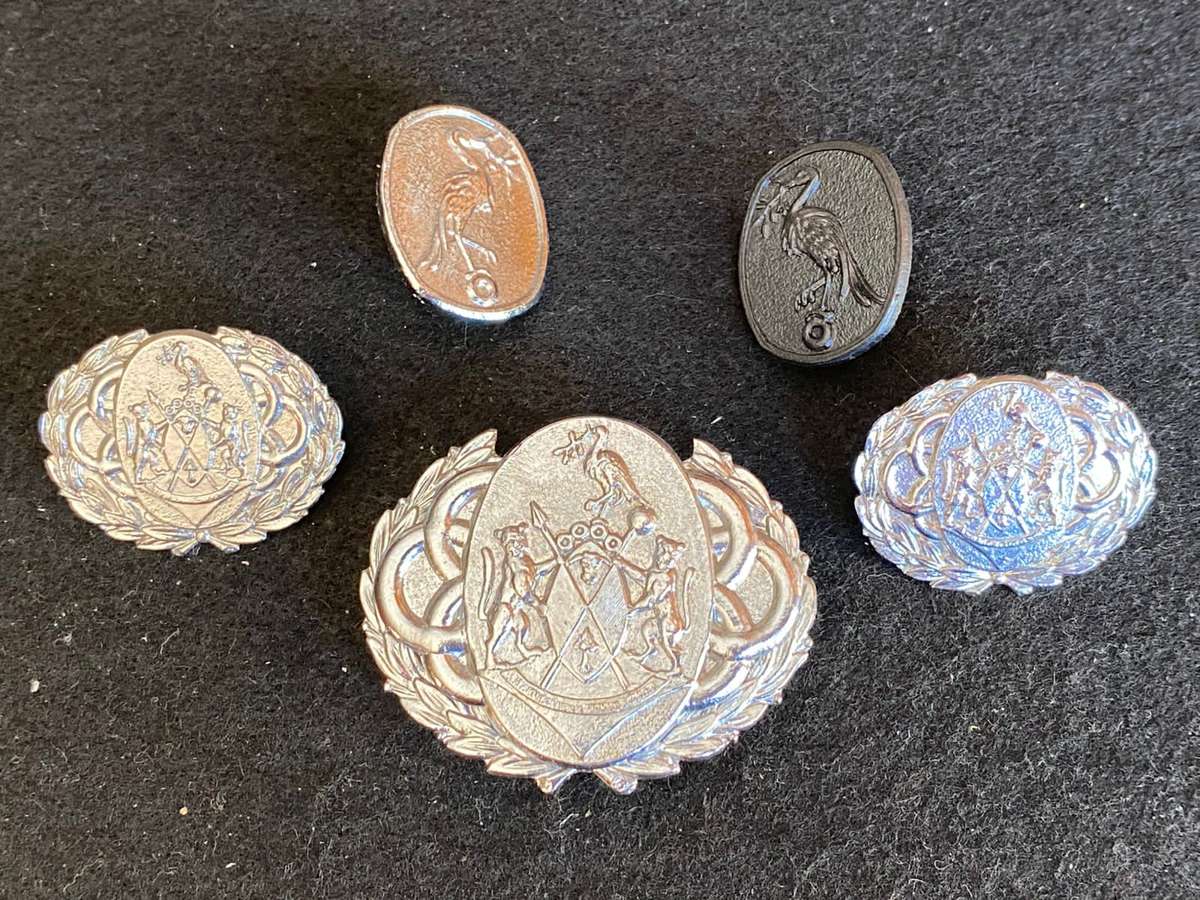 CISKEI RANK BADGES- 5 SOLD TOGETHER-PINS COMPLETE