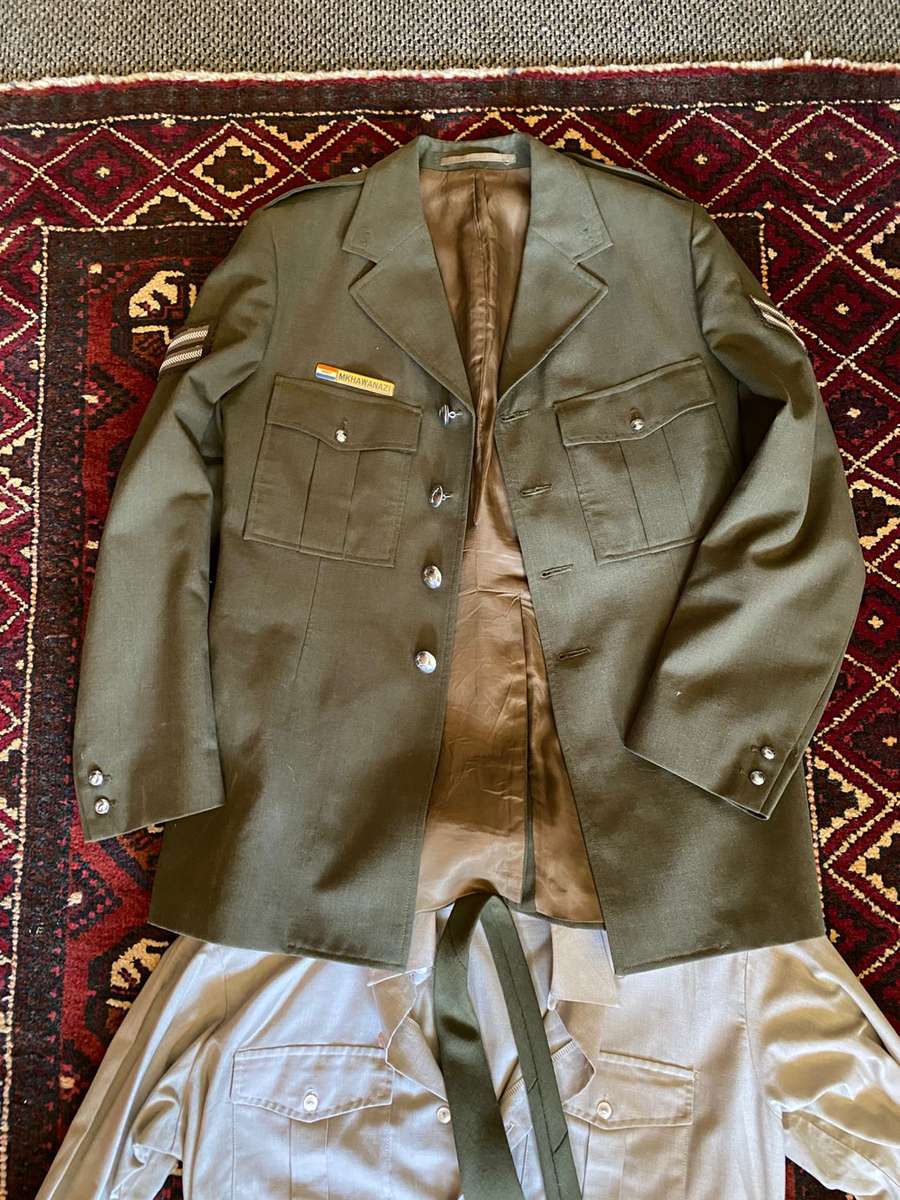 SADF STEPOUT UNIFORM TROUSERS (SIZE 32) SHIRT (SIZE MEDIUM-MEASURES 55CM ARMPIT TO ARMPIT)-JACKET,SI