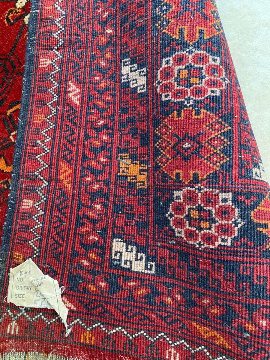 Beautiful Hand Knotted Persian Carpet with Fields of Red and Black - Afghan Kelim