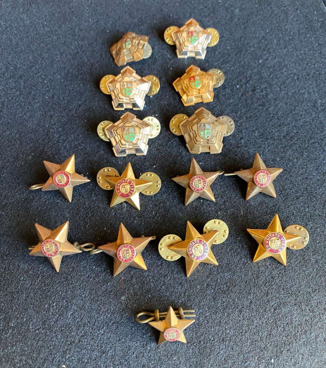 SADF OFFICERS RANK PIPS-MIXED LOT OF 15 SOLD TOGETHER-WORN 1960'S-1970'S