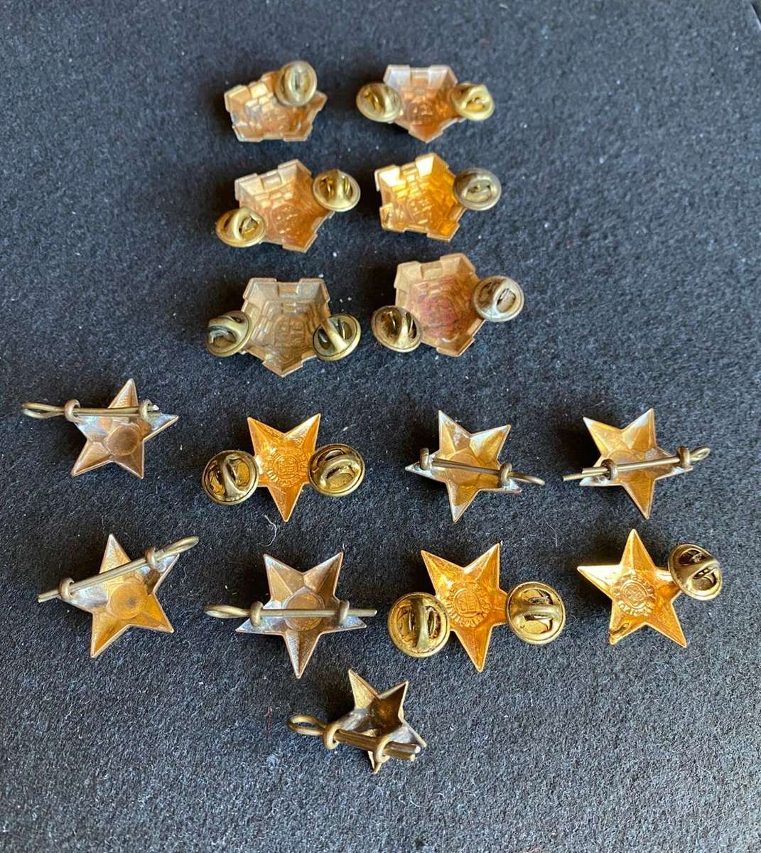 SADF OFFICERS RANK PIPS-MIXED LOT OF 15 SOLD TOGETHER-WORN 1960'S-1970'S