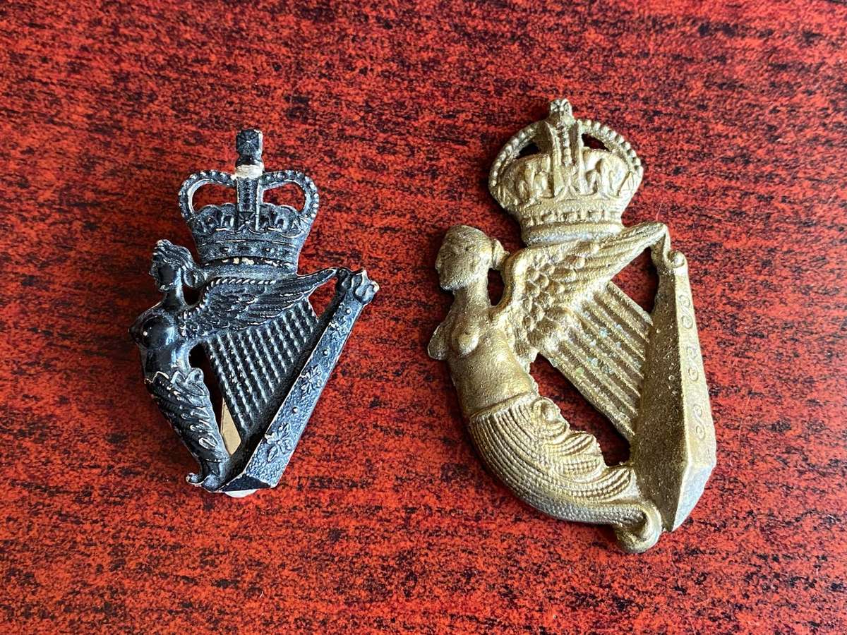 ROYAL IRISH REGT. AND ULSTER DEFENCE REGT. CAP BADGES