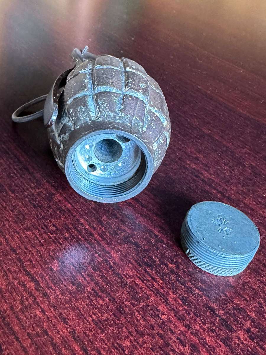 MILLS NO 36 HAND GRENADE-USED 1915-1972-COMPLETE INERT