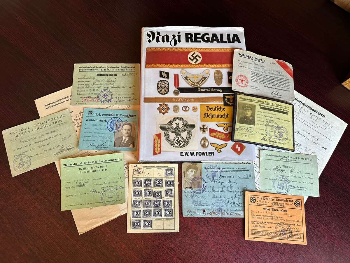 LARGE SELECTION OF GER-MAN DOCUMENTS-ALL TO ONE PERSON EMIL FLUGGE-WW2-PLEASE TAKE NOTE THAT THE BOO