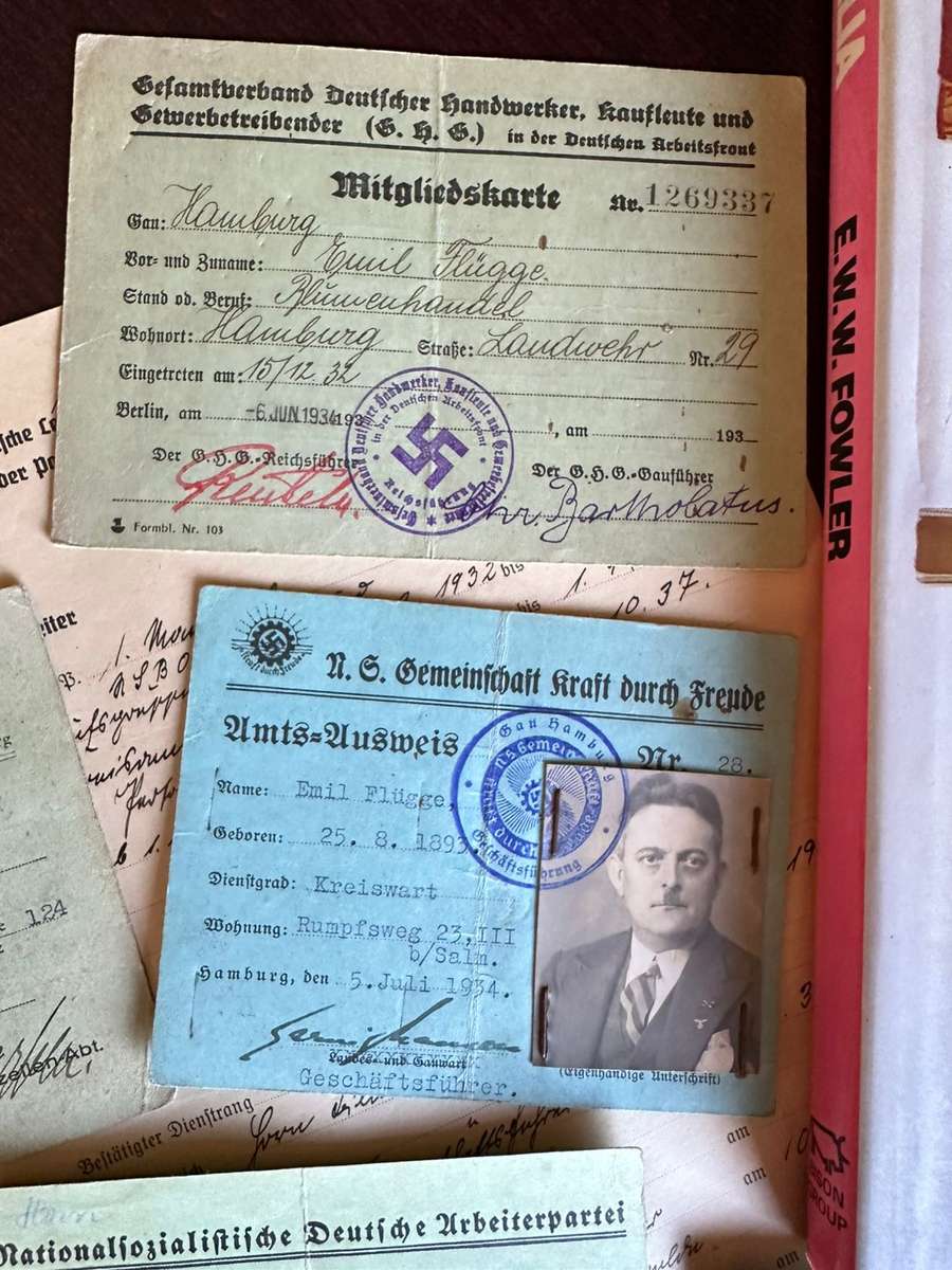 LARGE SELECTION OF GER-MAN DOCUMENTS-ALL TO ONE PERSON EMIL FLUGGE-WW2-PLEASE TAKE NOTE THAT THE BOO