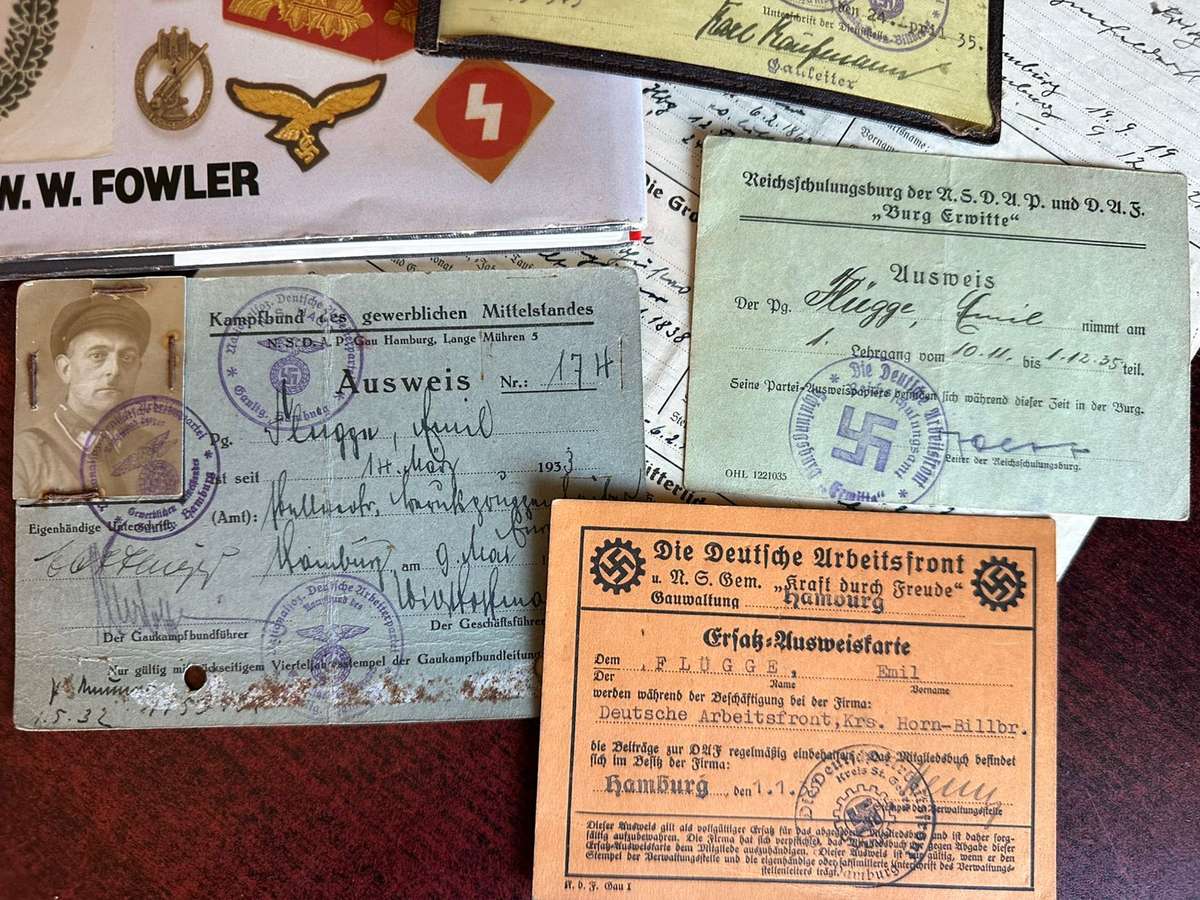 LARGE SELECTION OF GER-MAN DOCUMENTS-ALL TO ONE PERSON EMIL FLUGGE-WW2-PLEASE TAKE NOTE THAT THE BOO