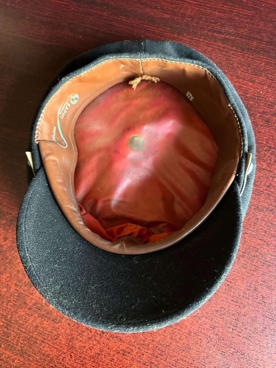 SADF SENIOR OFFICERS BLACK PEAK CAP FOR UNDRESS BLUES-GOOD CONDITION