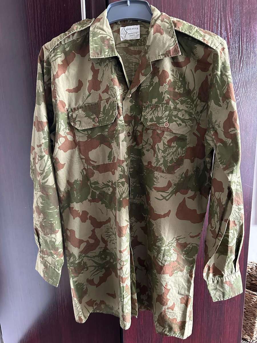 POLICE TASK FORCE 2ND PATTERN CAMO LONG SLEEVE SHIRT-IN GOOD CONDITION WITH NO DAMAGE-SIZE X-TRA LAR