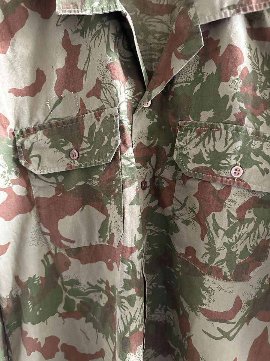 POLICE TASK FORCE 2ND PATTERN CAMO LONG SLEEVE SHIRT-IN GOOD CONDITION WITH NO DAMAGE-SIZE X-TRA LAR