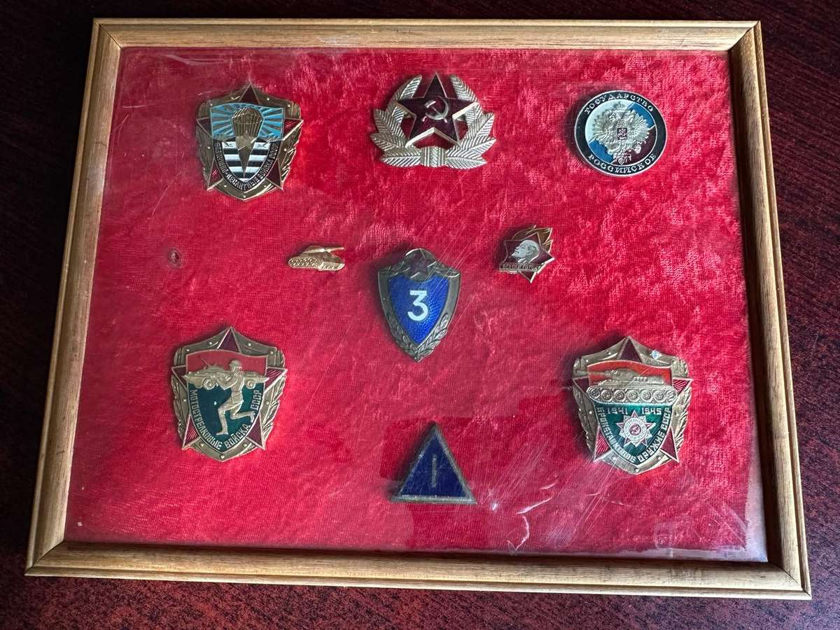 SOVIET UNION PERIOD BADGES- FRAMED