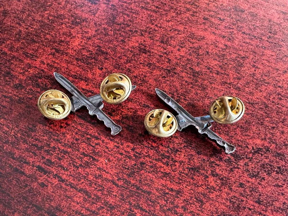 S.W.A.T.F. INFANTRY COLLAR BADGE PAIR-PINS COMPLETE