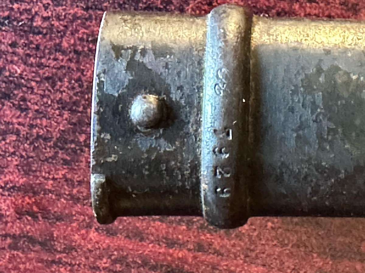 FRENCH 1874 YATAGHAN BAYONET WITH T-FORM BLADE-METAL SCABBARD -THIS BAYONET IS STILL IN OVERALL GOOD