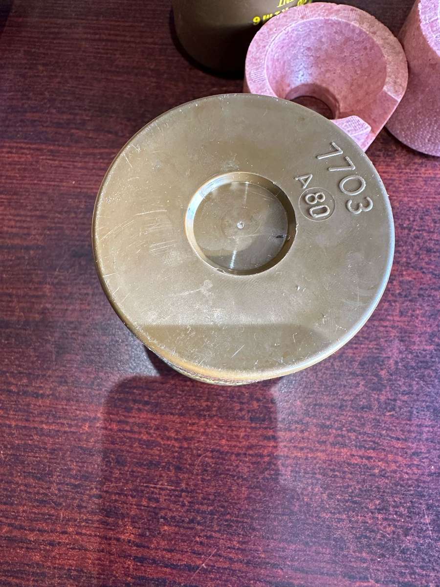 PLASTIC CANNISTER FOR THE M26 HANDGRENADE,COMPLETE WITH POLYSTYRENE INSERTS-IN VERY GOOD CONDITION-H