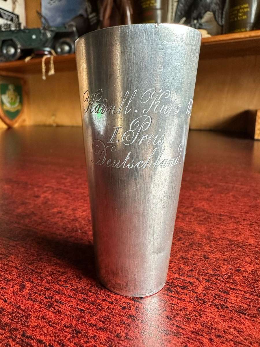 GERMAN SWA HALLMARKED SILVER SHOOTING PRIZE CUP-SILVER CONTENT .800 WEIGHT 59 G. HEIGHT 9CM ENGRAVED