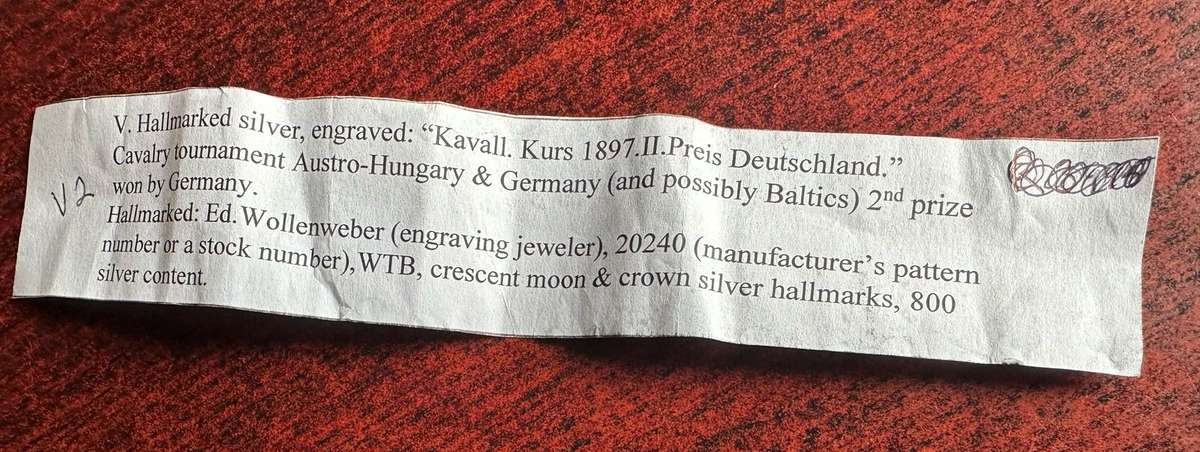 GERMAN SWA HALLMARKED SILVER SHOOTING PRIZE CUP-SILVER CONTENT .800 WEIGHT 59 G. HEIGHT 9CM ENGRAVED