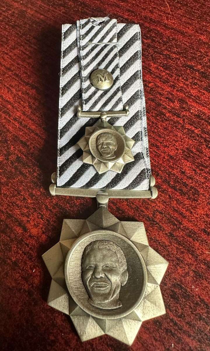 NELSON MANDELA MEDALS IN SILVER- FULL SIZE ,MINIATURE AND PIN BADGE- NUMBERED