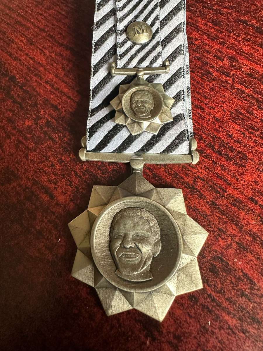 NELSON MANDELA MEDALS IN SILVER- FULL SIZE ,MINIATURE AND PIN BADGE- NUMBERED