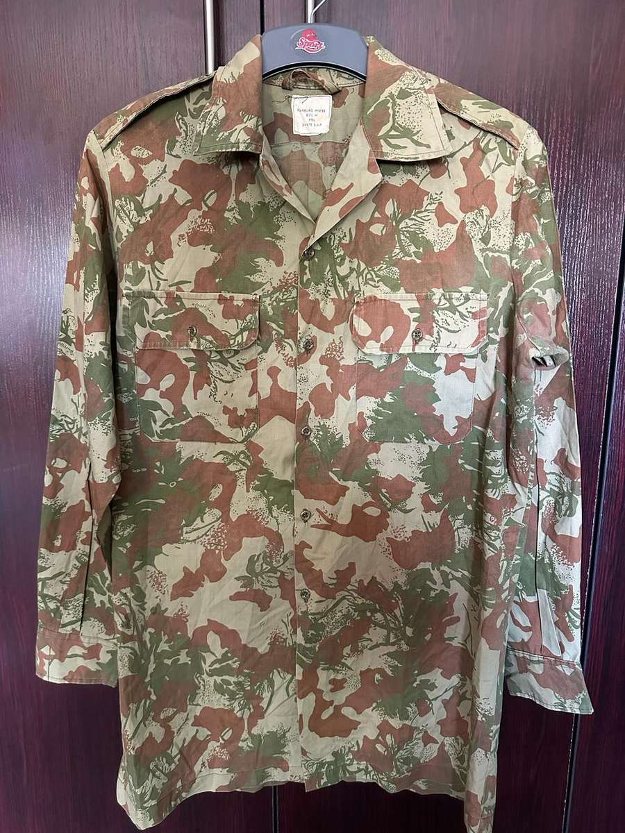 TASK FORCE 2ND PATTERN CAMO LONG SLEEVE SHIRT-MEASURES 60 CM ARMPIT TO ARMPIT-SIZE LARGE-LABELLED AN