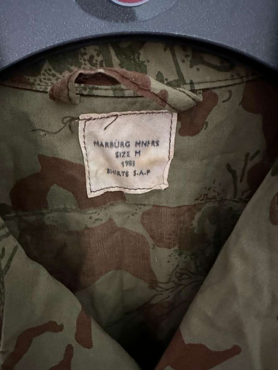 TASK FORCE 2ND PATTERN CAMO LONG SLEEVE SHIRT-MEASURES 60 CM ARMPIT TO ARMPIT-SIZE LARGE-LABELLED AN