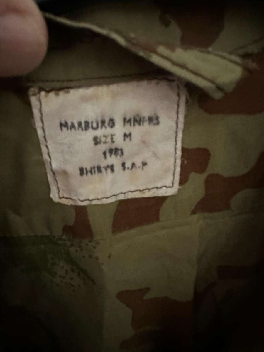 TASK FORCE 2ND PATTERN CAMO LONG SLEEVE SHIRT-SIZE LARGE-MEASURES 60 CM ARMPIT TO ARMPIT-LABELLED AN