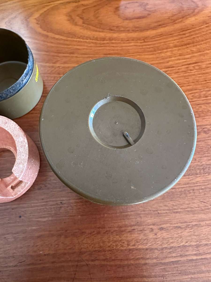 PLASTIC CANNISTER FOR THE M26 HAND GRENADE-COMPLETE WITH POLYSTYRENE INSERTS-IN VERY GOOD CONDITION-