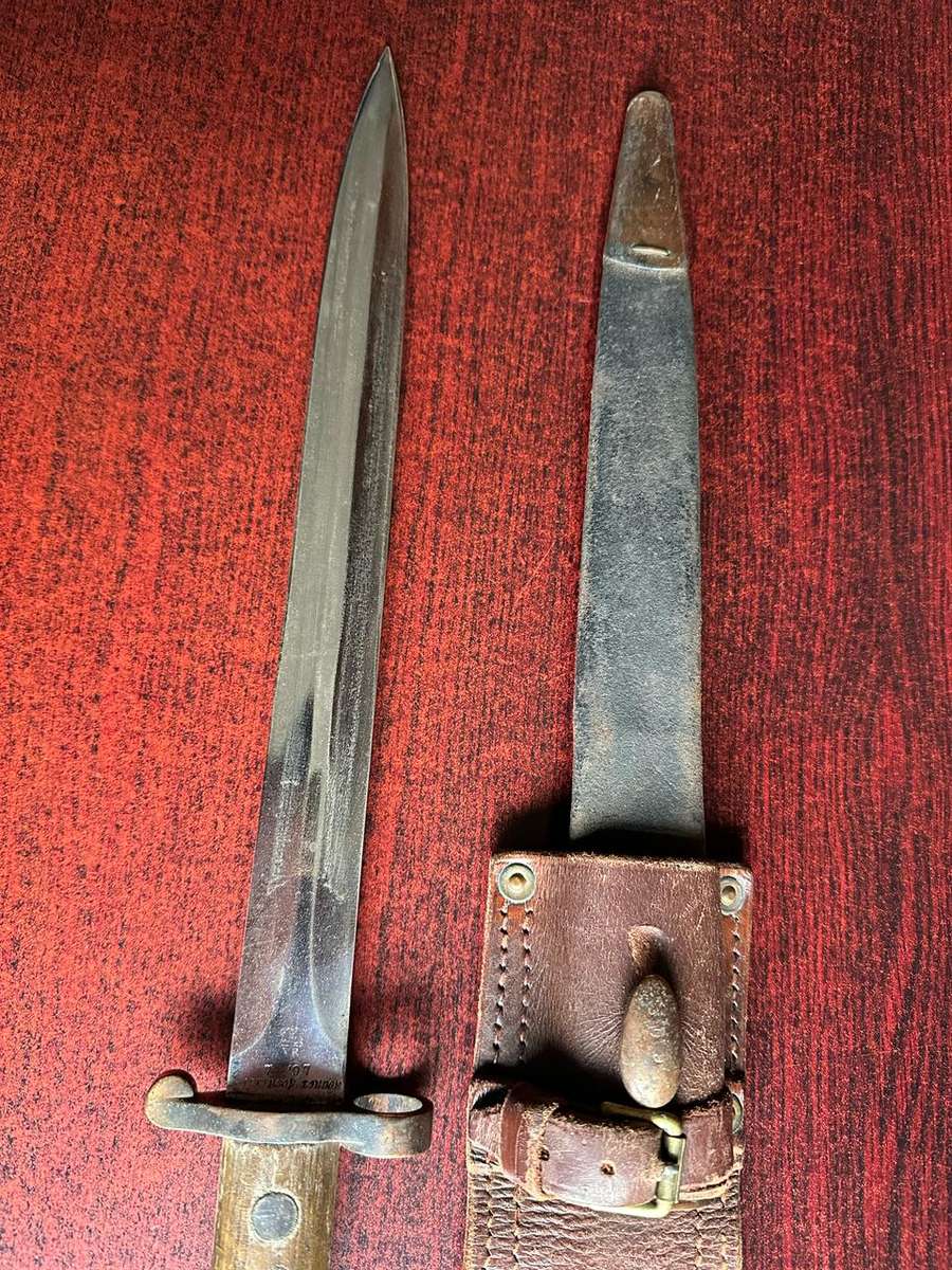 BOER WAR BRITISH 1888 MK. 1 PATTERN BAYONET FOR LEE ENFIELD RIFLE-MADE BY WILKINSON LONDON-OVERALL G