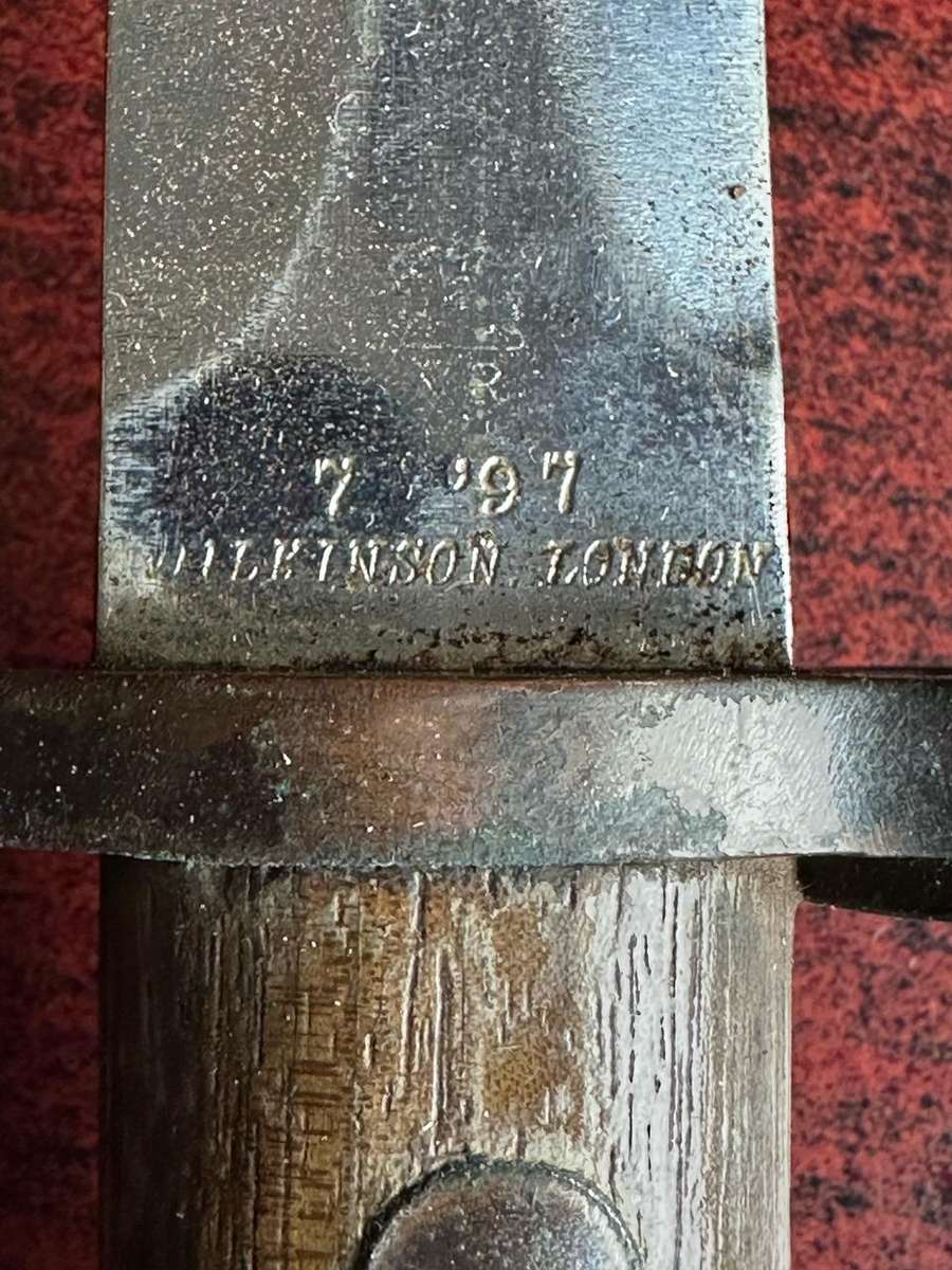 BOER WAR BRITISH 1888 MK. 1 PATTERN BAYONET FOR LEE ENFIELD RIFLE-MADE BY WILKINSON LONDON-OVERALL G