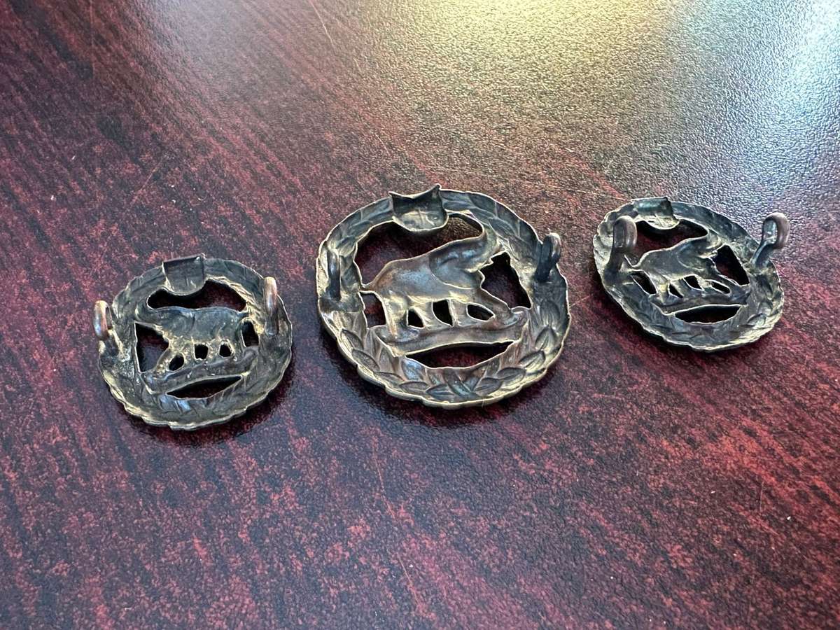 Native military cap and collars. Worn 1940-1960's. Lugs complete