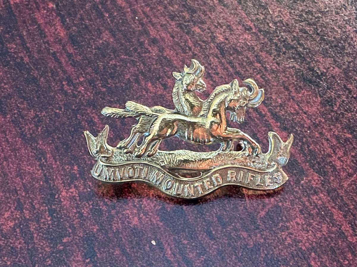 Umvoti mounted rifles,collar badge. Worn 1913-1950's. 2 Lugs