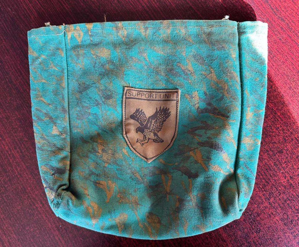 Rhodesian ditty bag. Original period item, hand painted. Measures 26x23 cm.