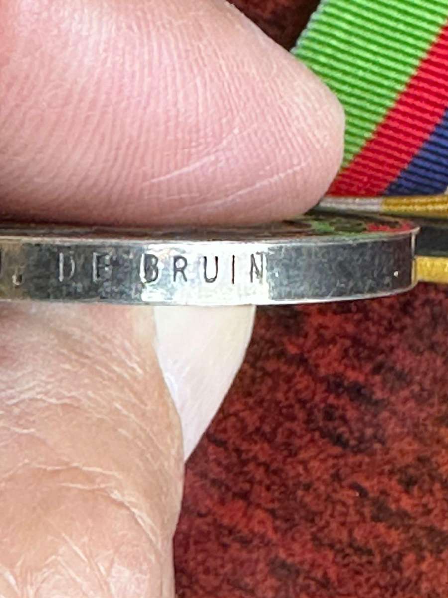 Boer War ABO medal. Awarded to korporaal D.J.J. de Bruin. Confirmed on the medal roll. He was with