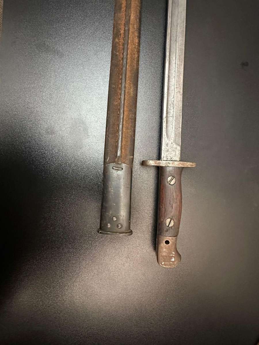 1907 Pattern bayonet with scabbard by Wilkinson. Still good condition.