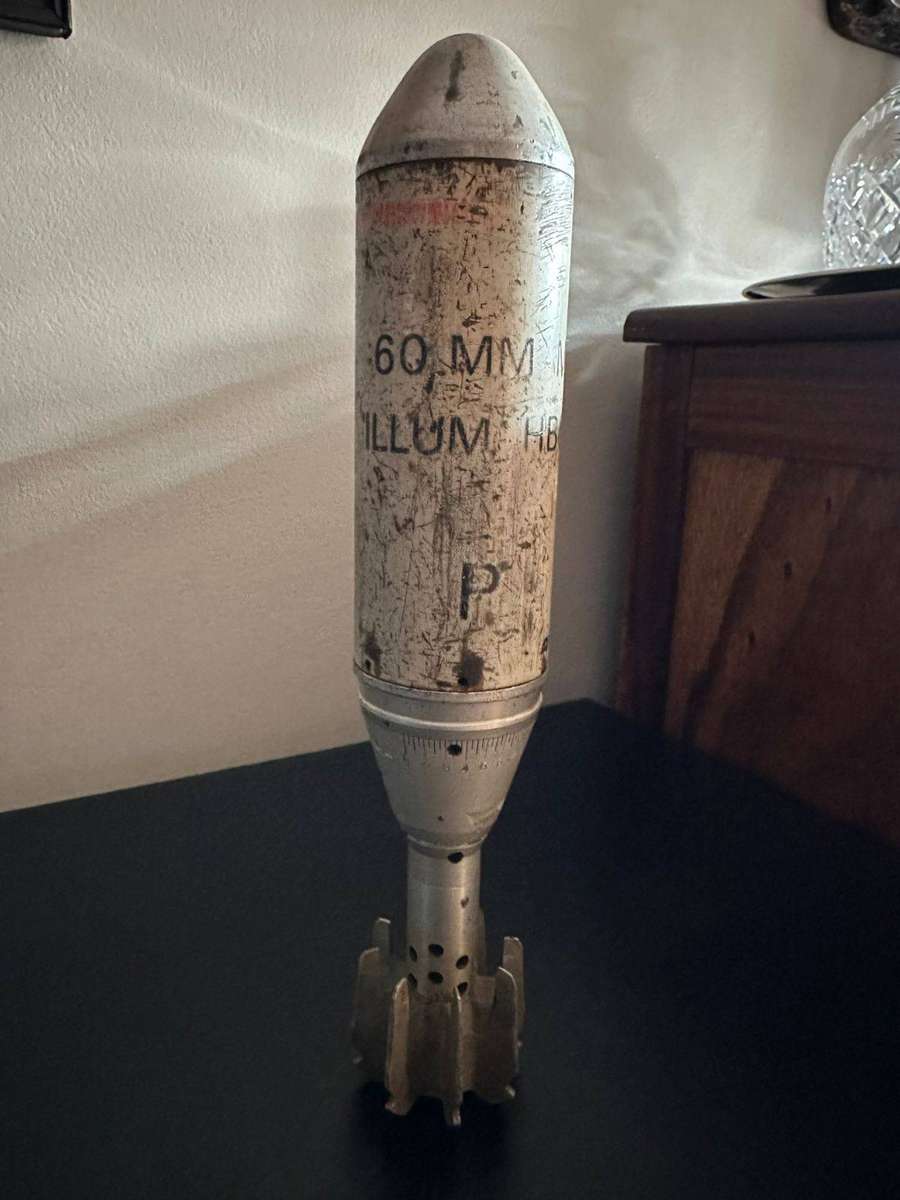 60 mm. illumination grenade. Height 32cm. Deactivated.