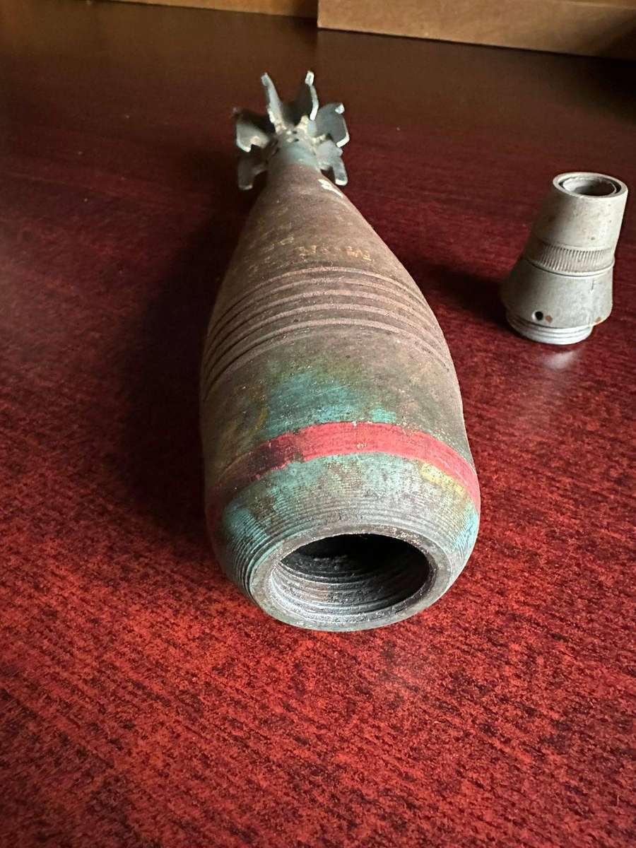 60 mm practice mortar. Deactivated. Height 32 cm.