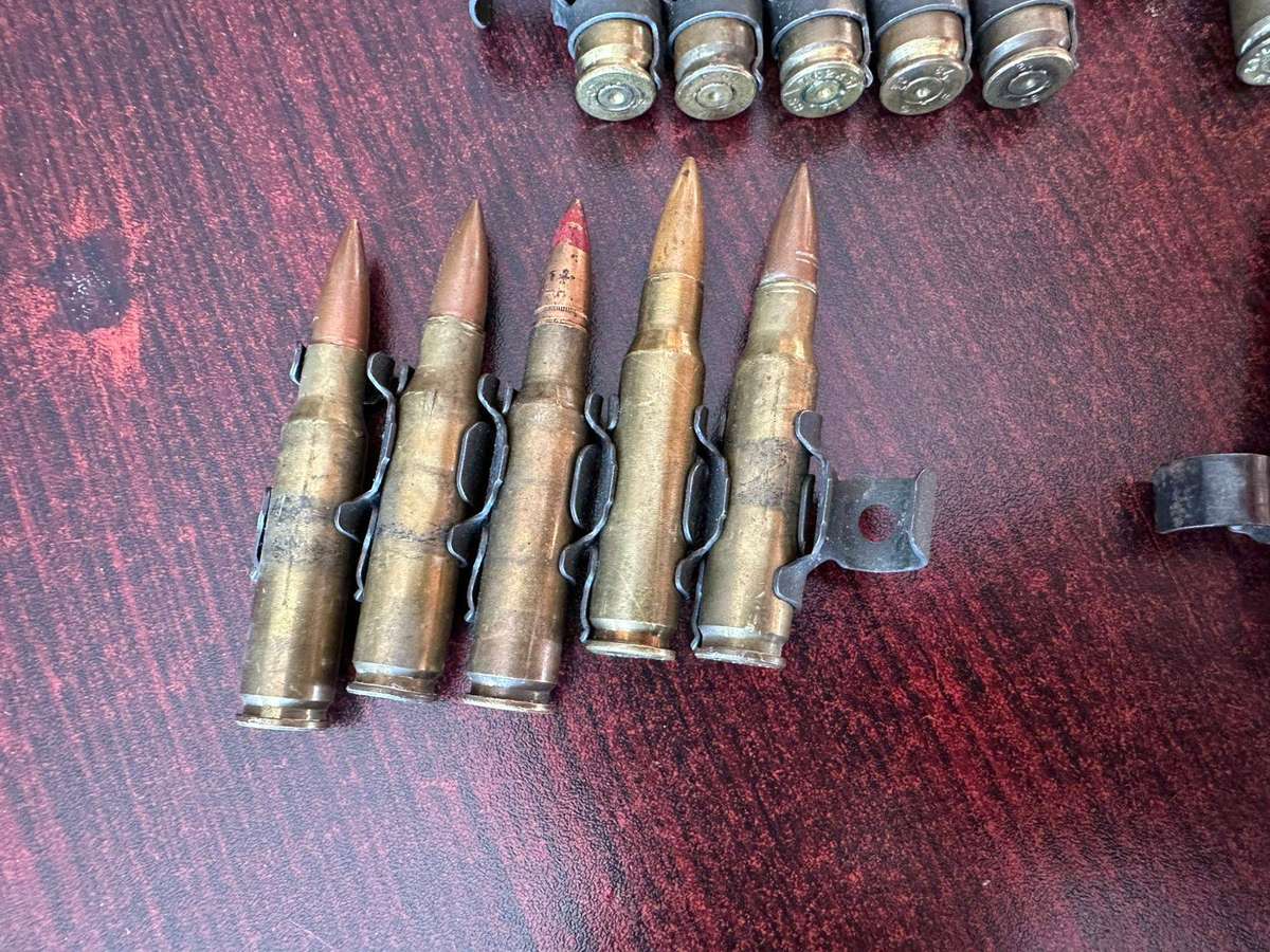 Border war period belted ammunition 7,62 push through type. Deactivated. 4 Pieces sold together.