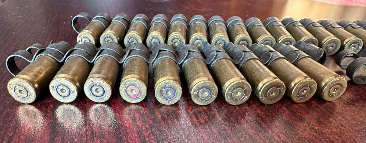 Border war period belted ammunition 7,62 pull out type. Deactivated. 3 Pieces sold together. The cli